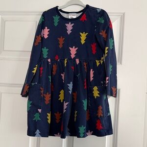 Hanna Andersson Long Sleeve Circle Dress Rainbow Tree Pattern Size 4 Girls